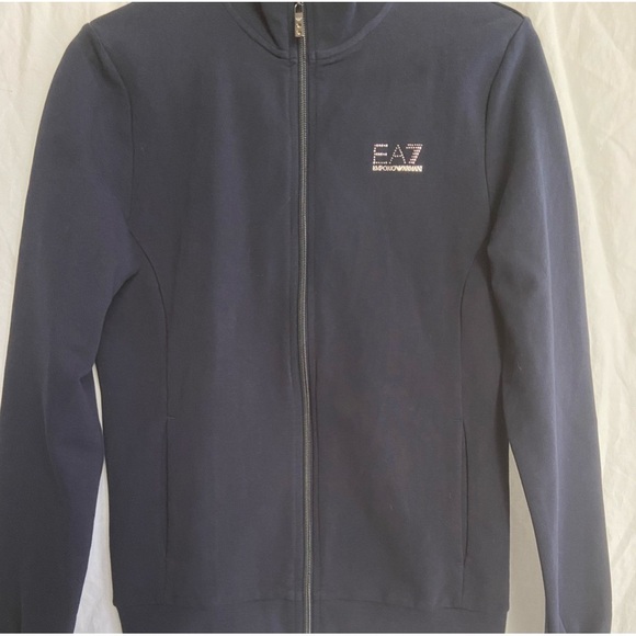 Emporio Armani EA7 Sweatshirt Hoodie Man Blue Size Medium - Picture 14 of 16